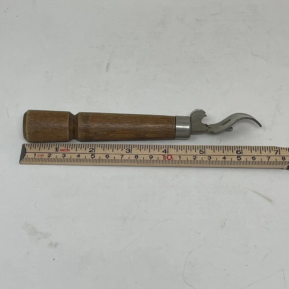Vintage Bonny USA Wood Handle Bottle Opener Can Piercer Church Key Bar Tool